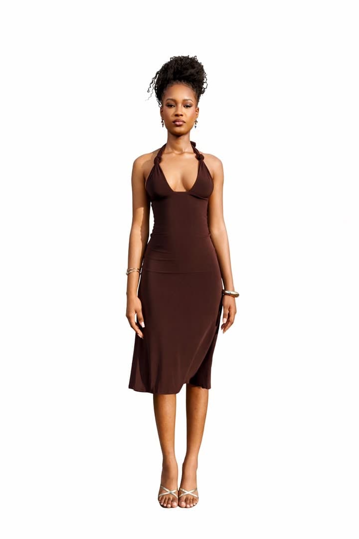 Classic Halter Knot Midi Dress
